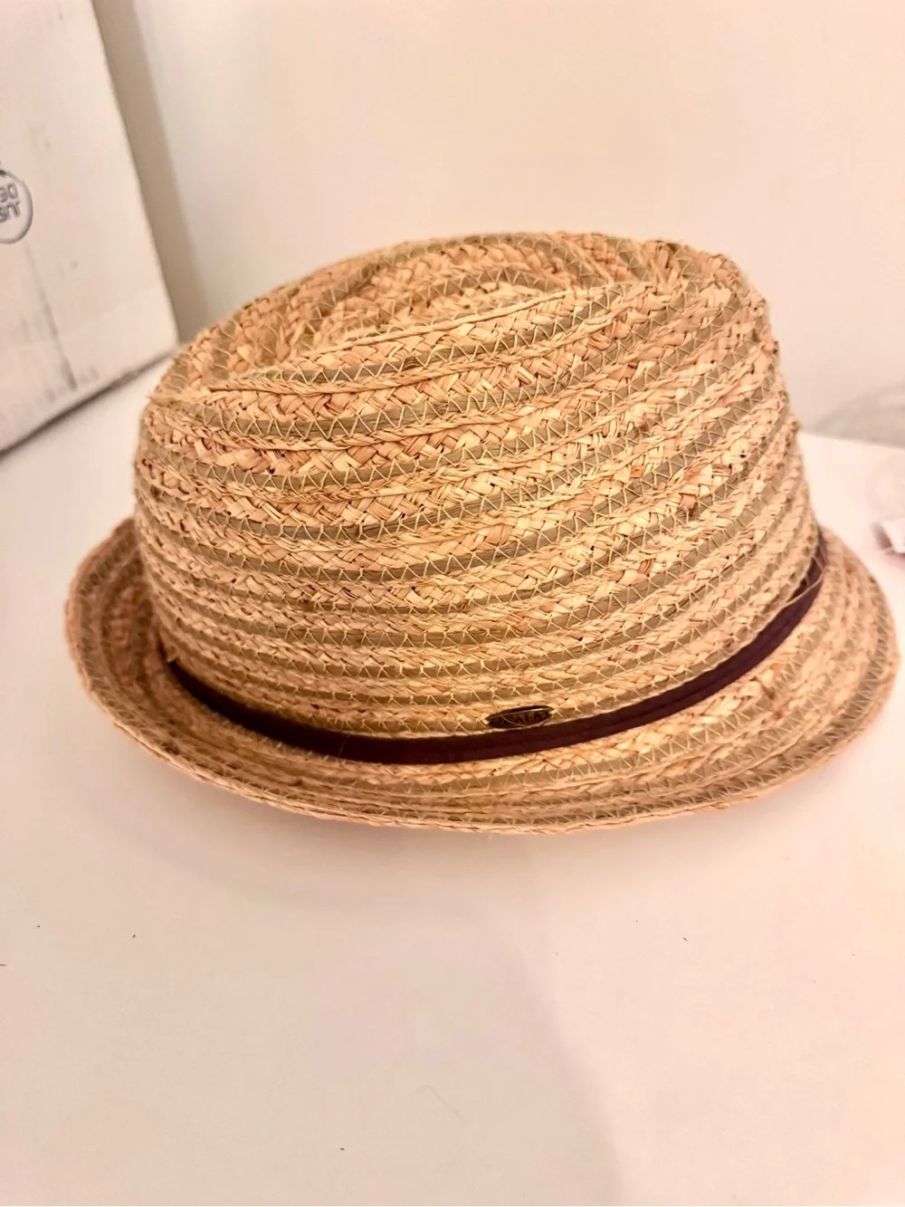 Vintage Scala Pronto Natural Fedora with Wooden Accent